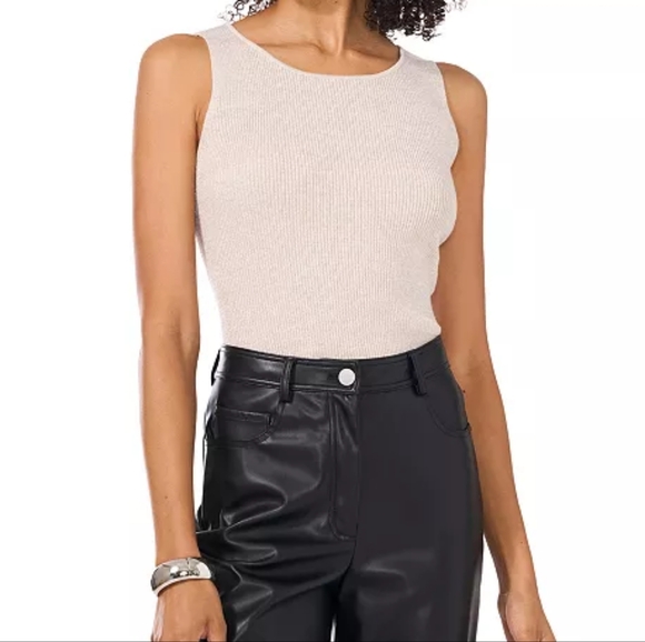 NWT - Vince Camuto Sweet Ivory Metallic Gold Sleeveless Sweater Size L - Picture 1 of 13